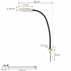 Lindby Flexola liseuse LED, or, rond, fer, fiche| Luminaires Led D'Intérieur