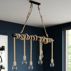 Lindby Hajo suspension à 6 lampes, corde| Suspensions Led|Suspensions