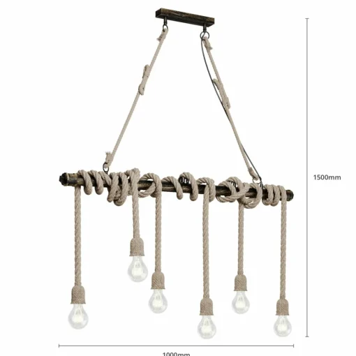 Lindby Hajo suspension à 6 lampes, corde| Suspensions Led|Suspensions