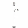 Lindby Irmino lampe sur pied avec abat-jour en verre fumé| Lampadaires Led|Lampadaires