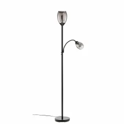 Lindby Irmino lampe sur pied avec abat-jour en verre fumé| Lampadaires Led|Lampadaires
