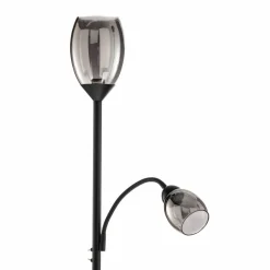 Lindby Irmino lampe sur pied avec abat-jour en verre fumé| Lampadaires Led|Lampadaires