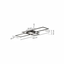 Lindby Ismera Plafonnier LED 3 cadres, anthracite| Plafonniers Led|Plafonniers
