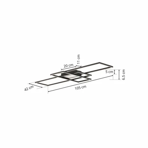 Lindby Ismera Plafonnier LED 3 cadres, anthracite| Plafonniers Led|Plafonniers