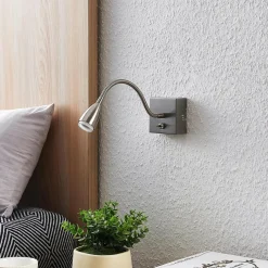 Lindby Jolka liseuse LED, nickel satiné| Appliques Murales Led|Appliques Murales
