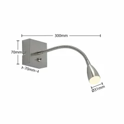 Lindby Jolka liseuse LED, nickel satiné| Appliques Murales Led|Appliques Murales