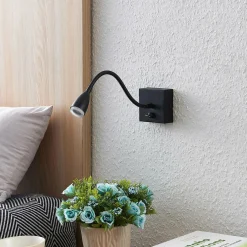 Lindby Jolka liseuse LED, interrupteur, noir mat| Luminaires Led D'Intérieur