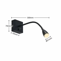 Lindby Jolka liseuse LED, interrupteur, noir mat| Luminaires Led D'Intérieur