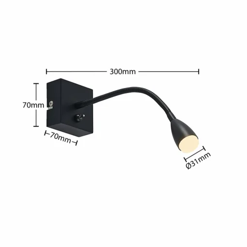Lindby Jolka liseuse LED, interrupteur, noir mat| Luminaires Led D'Intérieur