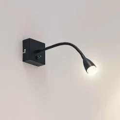 Lindby Jolka liseuse LED, interrupteur, noir mat| Luminaires Led D'Intérieur