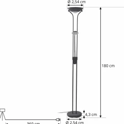 Lindby Josefin Lampadaire à éclairage indirect LED, noir| Lampadaires Led|Lampadaires