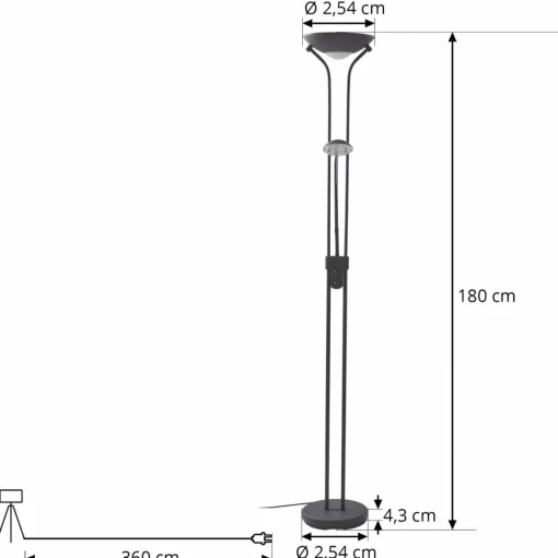 Lindby Josefin Lampadaire à éclairage indirect LED, noir| Lampadaires Led|Lampadaires