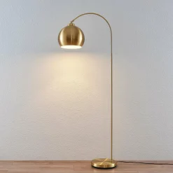 Lindby lampe à arc Moisia, couleur laiton, métal, 148 cm| Lampadaires Led|Lampadaires