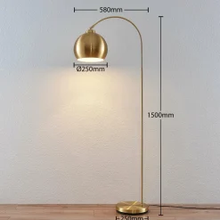 Lindby lampe à arc Moisia, couleur laiton, métal, 148 cm| Lampadaires Led|Lampadaires
