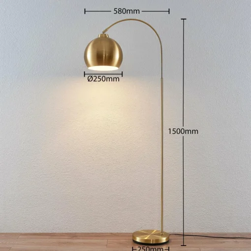 Lindby lampe à arc Moisia, couleur laiton, métal, 148 cm| Lampadaires Led|Lampadaires