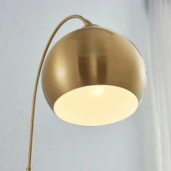 Lindby lampe à arc Moisia, couleur laiton, métal, 148 cm| Lampadaires Led|Lampadaires