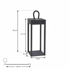 Lindby lampe de table LED rechargeable Iruna, noir, métal, 27cm, à intensité| Lampes À Poser Led|Lampes À Poser Et Lampes De Table