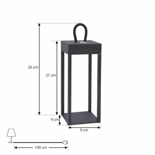Lindby lampe de table LED rechargeable Iruna, noir, métal, 27cm, à intensité| Lampes À Poser Led|Lampes À Poser Et Lampes De Table