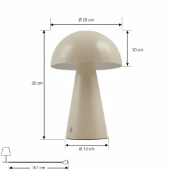 Lindby lampe de table LED rechargeable Nevijo, beige, Ø20cm, USB,| Lampes À Poser Led|Lampes À Poser Et Lampes De Table