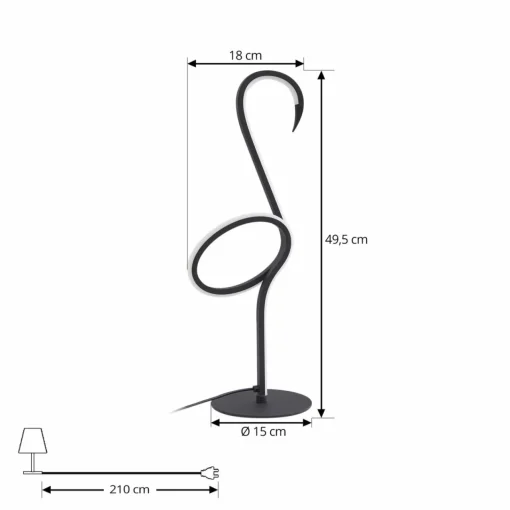 Lindby lampe de table LED Pajaro, 49cm, noir, aluminium, flamant rose| Lampes À Poser Led|Lampes À Poser Et Lampes De Table
