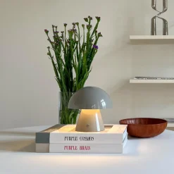 Lindby lampe de table LED rechargeable Nevijo, gris, Ø18cm, USB, variateur| Lampes À Poser Led|Lampes À Poser Et Lampes De Table