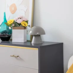 Lindby lampe de table LED rechargeable Nevijo, gris, Ø18cm, USB, variateur| Lampes À Poser Led|Lampes À Poser Et Lampes De Table