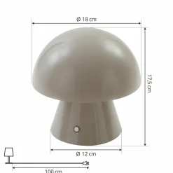 Lindby lampe de table LED rechargeable Nevijo, gris, Ø18cm, USB, variateur| Lampes À Poser Led|Lampes À Poser Et Lampes De Table