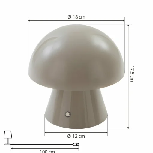 Lindby lampe de table LED rechargeable Nevijo, gris, Ø18cm, USB, variateur| Lampes À Poser Led|Lampes À Poser Et Lampes De Table