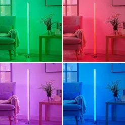 Lindby lampe sur pied LED Hadis, RVB, télécommande, blanc, 120 cm| Lampadaires Led|Lampadaires