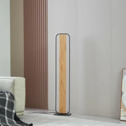 Lindby lampe sur pied LED Romilda, gris, bois, hauteur 122 cm| Lampadaires Led|Lampadaires