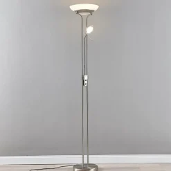 Lindby lampe sur pied LED Yveta, couleur nickel, métal, intensité variable| Lampadaires Led|Lampadaires