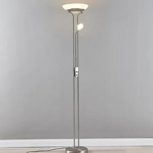 Lindby lampe sur pied LED Yveta, couleur nickel, métal, intensité variable| Lampadaires Led|Lampadaires