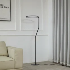 Lindby lampe sur pied LED Rayon, noir, métal, hauteur 150,3 cm| Lampadaires Led|Lampadaires