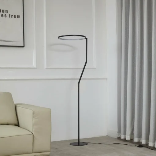Lindby lampe sur pied LED Rayon, noir, métal, hauteur 150,3 cm| Lampadaires Led|Lampadaires