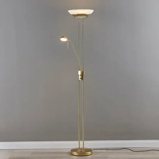 Lindby lampe sur pied LED Yveta, couleur laiton, métal, intensité variable| Lampadaires Led|Lampadaires