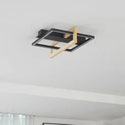 Lindby LED plafonnier Holamu, 40 cm, bois| Plafonniers Led|Plafonniers