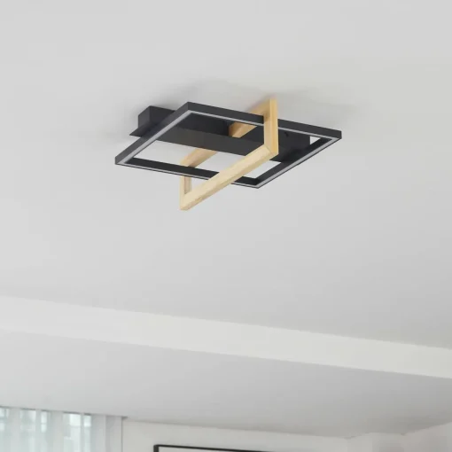 Lindby LED plafonnier Holamu, 40 cm, bois| Plafonniers Led|Plafonniers