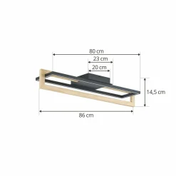 Lindby LED plafonnier Holamu, 80 cm, bois| Plafonniers Led|Plafonniers