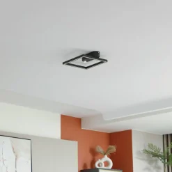 Lindby LED plafonnier Yulla, noir, détecteur de mouvement| Plafonniers Led|Plafonniers