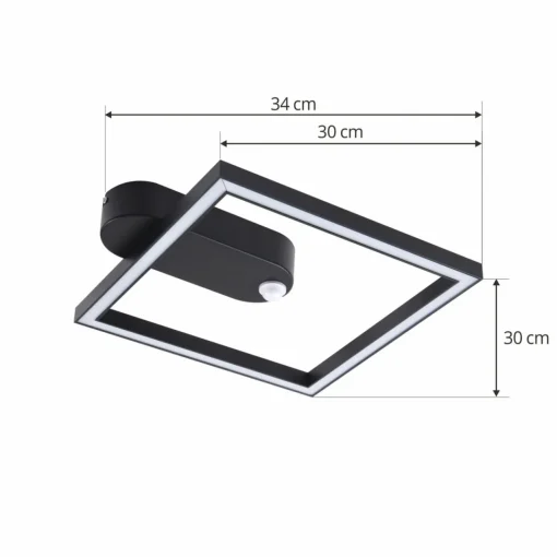 Lindby LED plafonnier Yulla, noir, détecteur de mouvement| Plafonniers Led|Plafonniers