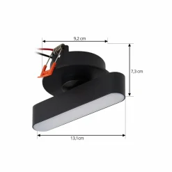 Lindby luminaire encastrable LED Eldrin, noir, réglette lumineuse LED,13,1cm| Plafonniers Led|Plafonniers