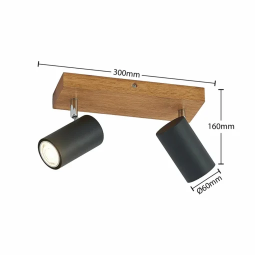 Lindby Maniva spot pour plafond, à 2 lampes, noir| Spots Et Projecteurs Led|Spots