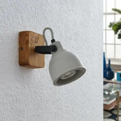 Lindby Mitis spot en bois et béton lot de 2| Appliques Murales Led|Appliques Murales