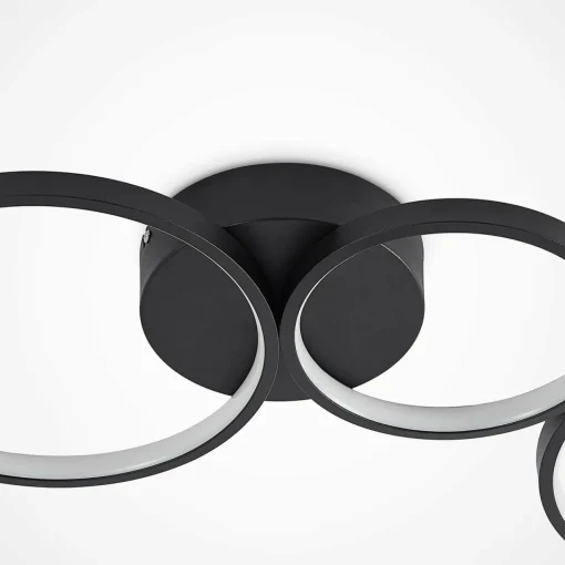 Lindby Plafonnier LED Evengeline, noir, aluminium, 88 cm| Plafonniers Led|Plafonniers