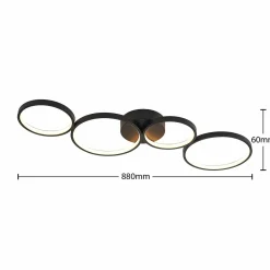 Lindby Plafonnier LED Evengeline, noir, aluminium, 88 cm| Plafonniers Led|Plafonniers
