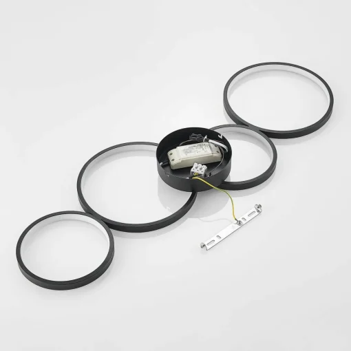 Lindby Plafonnier LED Evengeline, noir, aluminium, 88 cm| Plafonniers Led|Plafonniers