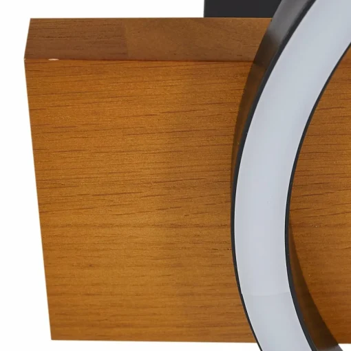 Lindby Plafonnier LED Galad, noir, bois, 30 cm, intensité variable| Plafonniers Led|Plafonniers