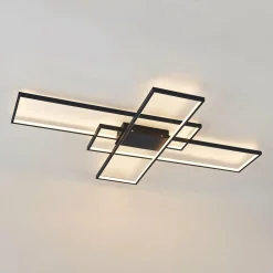 Lindby Plafonnier LED Tetson, noir, métal, intensité variable| Plafonniers Led|Plafonniers