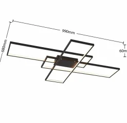 Lindby Plafonnier LED Tetson, noir, métal, intensité variable| Plafonniers Led|Plafonniers