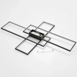 Lindby Plafonnier LED Tetson, noir, métal, intensité variable| Plafonniers Led|Plafonniers